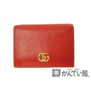 Gucci Bifold Compact Wallet Leather Red Petite Marmont